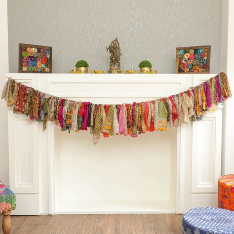 Diy Fabric Garland, Garland Christmas Decor, Bow Garland, Rag Garland, Sustainable Decor, Fabric Garland, 30th Bday, Garland Christmas, Scrap Fabric