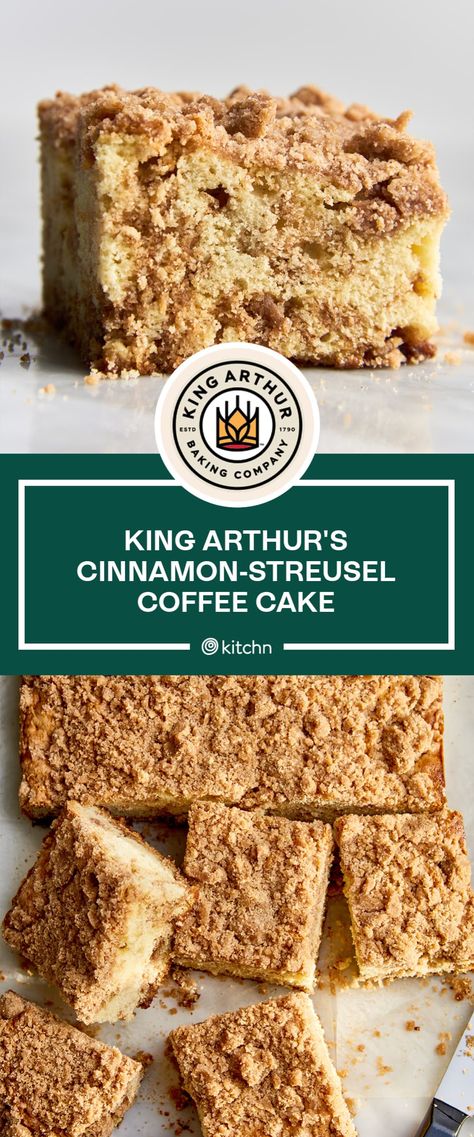 King Arthur’s Coffee Cake Is the Coffee Cake to End All Coffee Cakes (It Even Has a Gooey Filling) King Arthur Coffee Cake Recipe, Cake Mix Coffee Cake, King Arthur Recipes, Yellow Cake Mix Recipes, Classic Coffee Cake, King Arthur Flour Recipes, Cinnamon Streusel Coffee Cake, Streusel Coffee Cake, Cinnamon Coffee Cake