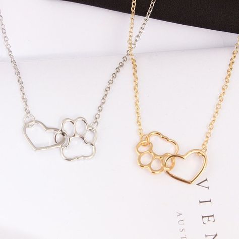 Pet Paw Print, Paw Heart, Paw Print Necklace, Heart Shaped Pendant Necklace, Necklace Chain Lengths, Pet Paws, Trendy Necklaces, Heart Shape Pendant, Cat Necklace