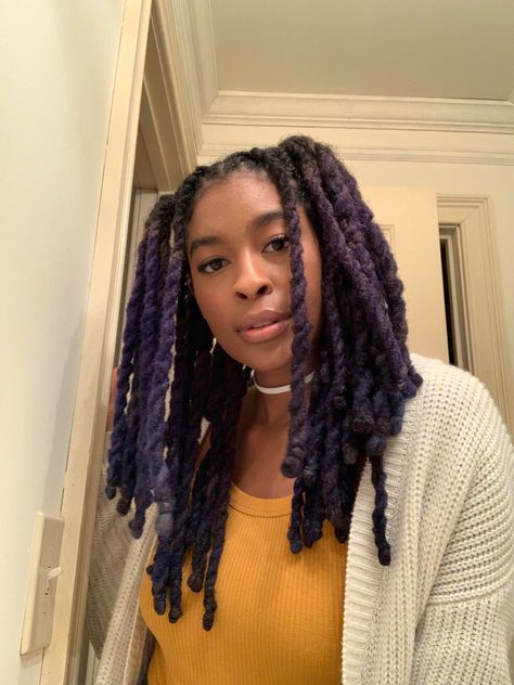 Locs Styles Short Hair, Rope Twist Locs, Locs Styles Short, Styles Short Locs, Purple Locs, Black Locs, Twist Locs, Purple Dreads, Dreads Styles For Women