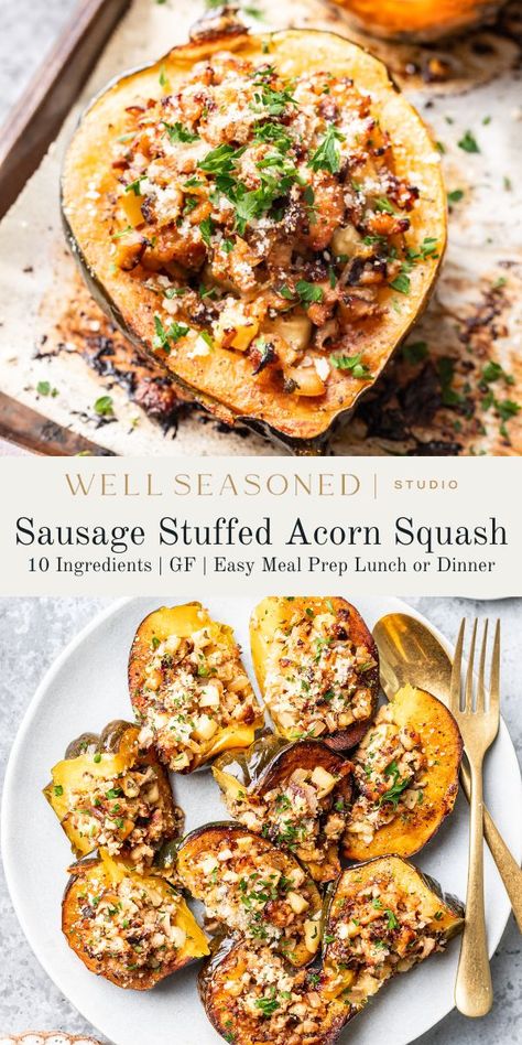 Sausage Stuffed Acorn Squash Recipe Sausage And Acorn Squash Recipes, Acorn Squash Recipe With Sausage, Turkey Stuffed Acorn Squash Recipes, Acorn Squash And Sausage Recipes, Acorn Squash Sausage Recipes, Acorn Squash Sausage, Acorn Squash Recipe Stuffed, Acorn Stuffed Squash, Acorn Squash Dinner