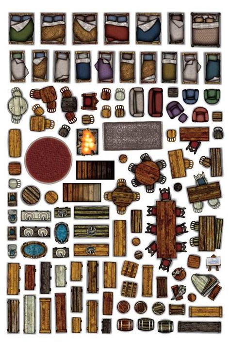 Object Sheets - Home Furniture Fantasy Map Making, Wooden Objects, Dungeon Tiles, Being Replaced, Dungeon Master's Guide, Map Icons, Tabletop Rpg Maps, Dungeons And Dragons Miniatures, Interior Design Sketches