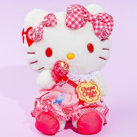 Hello Kitty x Chupa Chups Plushie - Medium Sanrio Chupa Chups, Big Hello Kitty Plush, Big Sanrio Plushies, Charmy Kitty Plush, Charmmy Kitty Plush, Japanese Cookies, Japanese Kit Kat, Japan Candy, Hello Kitty Merchandise