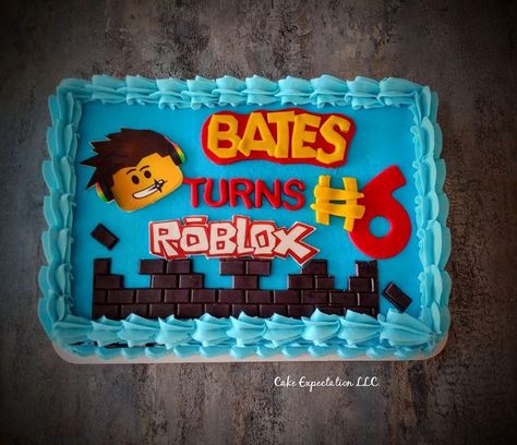 Roblox Square Cake, Roblox Sheet Cake, Roblox Birthday Cake Ideas, Roblox Cake Ideas For Boys, Roblox Cake Boys, Roblox Cake Ideas, 10th Birthday Cakes For Boys, Roblox Cake Design, Roblox Cakes