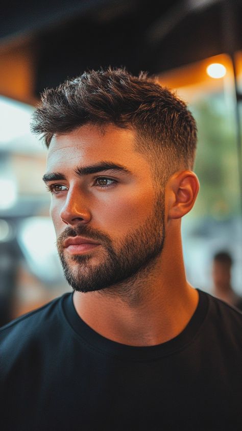 💁 Caesar Cut Men: Trendy Caesar Cut Men Look Haïr Style For Men, Short Hair Styles For Man, Hair Style For Mens Men, Men’s Fade, Mens Hair Styles Short, Man Short Haircut, Easy Hair Short, Trendy Hairstyles Men, Men’s Haircut