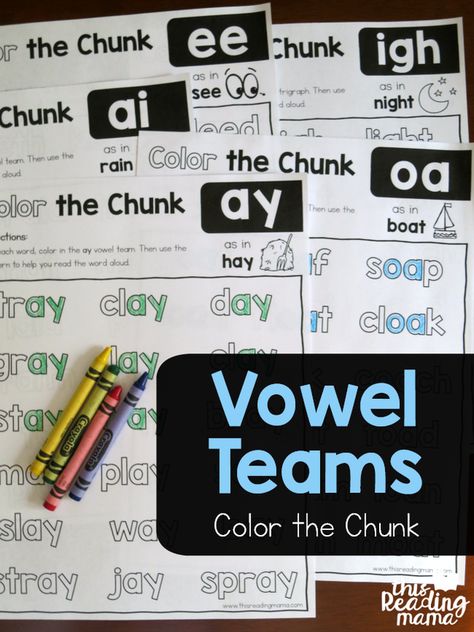 Vowel Team Phonics Worksheets – Color the Chunk | This Reading Mama | Bloglovin’ Long Vowel Free Printables, When 2 Vowels Go Walking, Vowel Teams Worksheets Free Printable, Basic Phonics Rules, Unpredictable Vowel Teams, Vowel Team Worksheets Free Printable, Team Room Ideas, Dipthongs Worksheets Free Printable, Vowel Team Worksheets