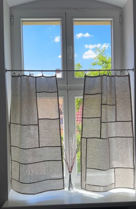 Pojagi Curtains, Linen Cafe Curtains, Cafe Curtains Kitchen, Beata Heuman, Curtains Linen, Quilted Curtains, Patchwork Curtains, Curtains Kitchen, Apartment Style