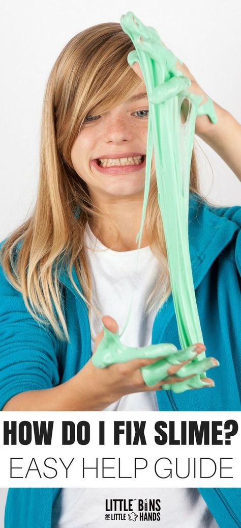 The ultimate how to fix slime guide for basic homemade slime recipes. How do I fix slime is the number one question I get these days. Check out our slime help guide for troubleshooting each of our 4 basic slime recipes plus some common reader questions. How do you fix slime? #slimerecipe #slime #howtomakeslime #howtofixslime #homemadeslime