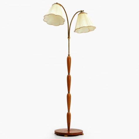 A 1930s/40s floor lamp. 2 points of light. Veneer in elm/alrot. Furniture Design, Swedish Lamp, Sold Sign, Floor Lights, Online Auctions, Lamp Light, Floor Lamp, Design Art, House Interior