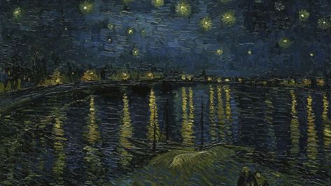 Starry Night on the Rhone (1888) by Vincent van Gogh Vicente Van Gogh, Van Gogh Exhibition, Sunflowers Painting, Starry Starry Night, The Scream, Van Gogh Paintings, Dutch Painters, Starry Night Van Gogh, Over The River