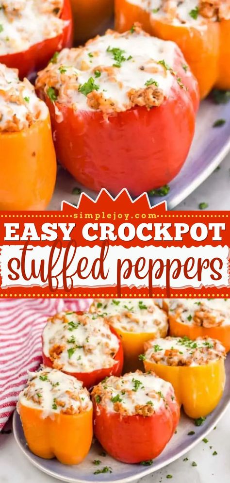 Crockpot Stuffed Peppers, crockpot meals, slow cooker, tasty dinner recipes Italian Stuffed Peppers Crockpot, Kielbasa Stuffed Peppers, Stuff Peppers In Crock Pot, Crockpot Vegetarian Stuffed Peppers, Taco Stuffed Peppers Crockpot, Crockpot Stuffed Green Peppers, Stuffed Peppers In Crockpot, Crockpot Stuffed Peppers Slow Cooker, Crockpot Stuffed Pepper Casserole