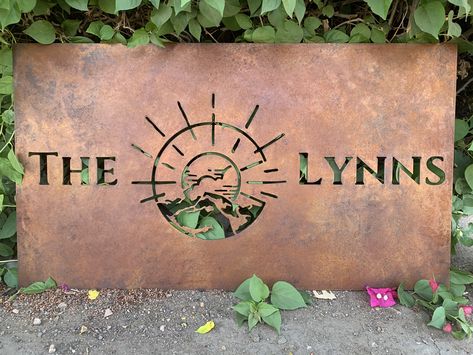 Jupiter Project, Garden Signage, Blacksmithing Ideas, Backyard Signs, Custom Backyard, Resort Logo, Pet Resort, Restaurant Names, Outdoor Signage