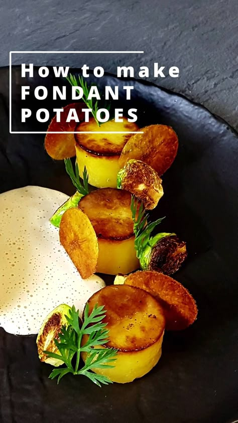 Did you ever make fondant potatoes at home? 😋 #potatorecipe #foodie #foodlover #foodporn #foodart #fooddecoration #finedininglovers… | Instagram Fancy Food Presentation Fine Dining, Fine Dining Plating Ideas, Fine Dining Potatoes, Fine Dining Vegetables, Fine Dinning Starter, Fine Dining At Home Recipes, Fine Dining Recipes Appetizers, Potato Fine Dining, Fine Dining Starters Michelin Star