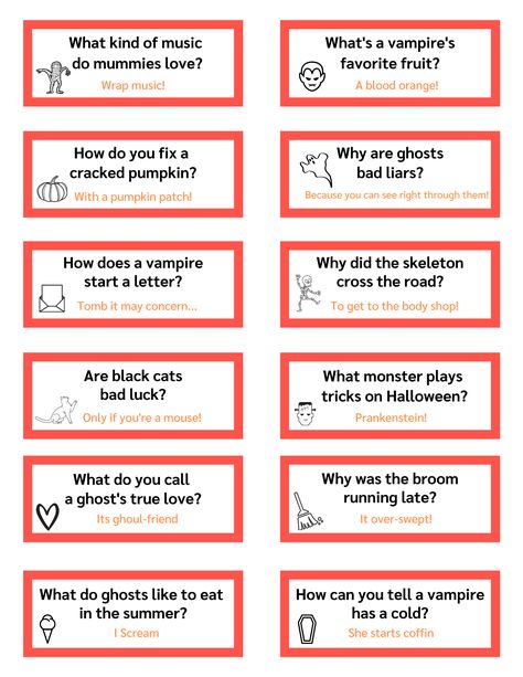 Cackle Like a Witch at These Printable Halloween Jokes Halloween Kids Jokes, Clean Jokes For Kids, Kid Friendly Jokes, Halloween Riddles, Funny Halloween Jokes, Halloween Lunch Box, Lunchbox Jokes, Halloween Jokes, Funny Jokes For Kids