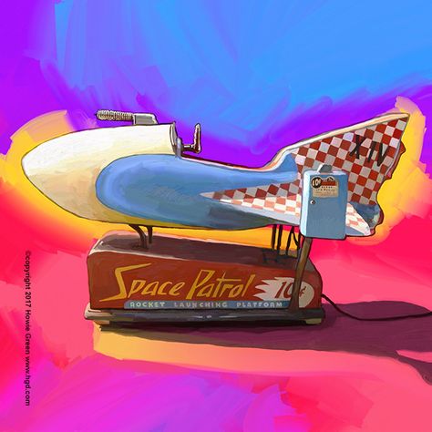 Rocket Ride, Coin Operated, Space Rocket, Pop Art Painting, Fantasy Concept Art, Rocket, See More, Art Projects, Concept Art