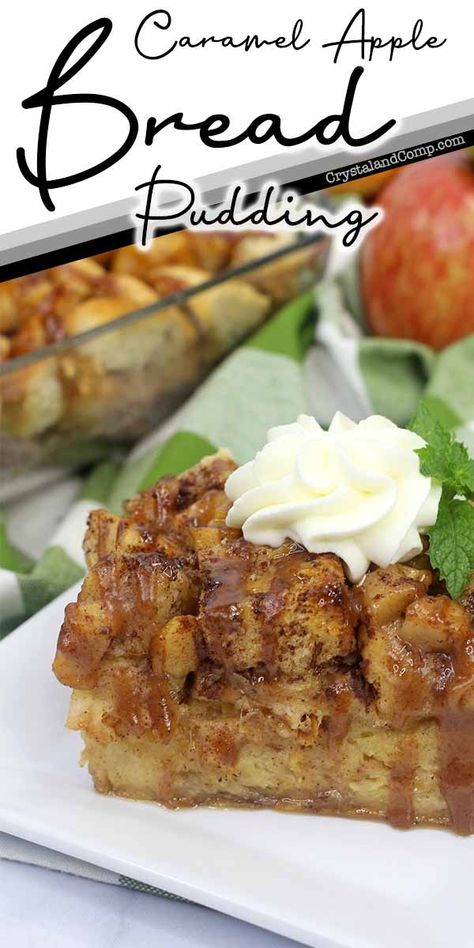 Easy Caramel Apple Bread Pudding Apple Cinnamon Bread Pudding, Pink Lady Apple Recipes, Caramel Apple Bread Pudding, Caramel Apple Bread, Bread Pudding Recipe Easy, Apple Bread Pudding Recipe, Cinnamon Bread Pudding, Caramel Bread Pudding, Apple Bread Pudding