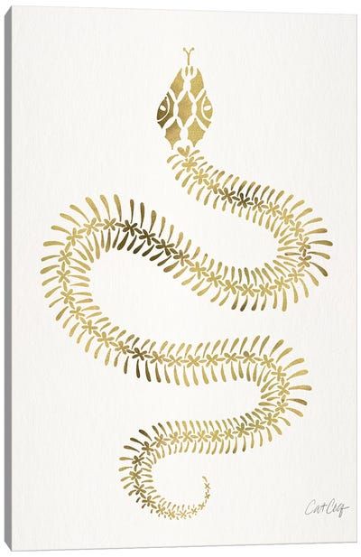 Canvas Art by Cat Coquillette | iCanvas Snake Outline, Snake Skeleton, Vogue Illustrations, Cat Coquillette, Gold Throw Pillows, Gold Art Print, Leather Wallet Pattern, Snake Art, Tattoo Project