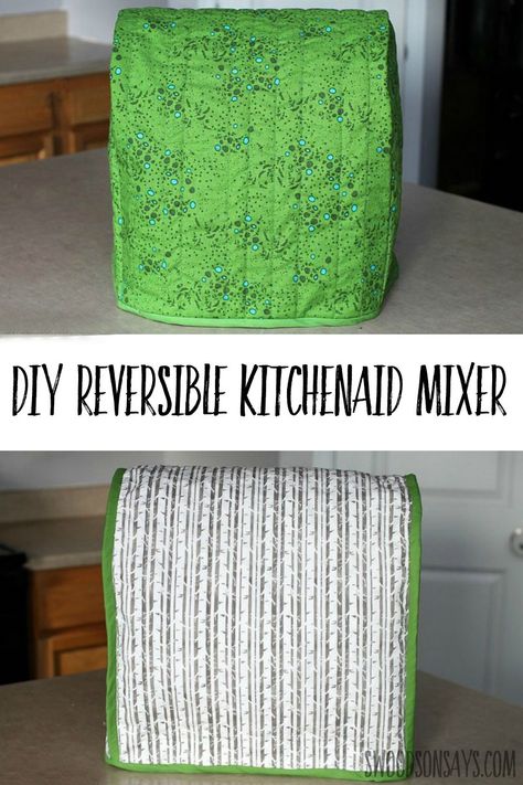 Check out this reversible kitchenaid mixer cover pattern! Linked in the post, see this quilted version and what the scraps were made into. #sewing Kitchenaid Mixer Cover, Mixer Cover, Kitchenaid Mixer, Sew Ins, Beginner Sewing Projects Easy, Leftover Fabric, Sewing Projects For Beginners, Sewing Skills, Easy Sewing Projects