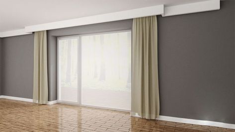 Curtain Box Ideas, Curtain Rod Cover, Ceiling Cornice, Polystyrene Coving, Curtain Box, Layered Window Treatments, Curtain Cover, Apartment Curtains, Fitted Bedroom Furniture