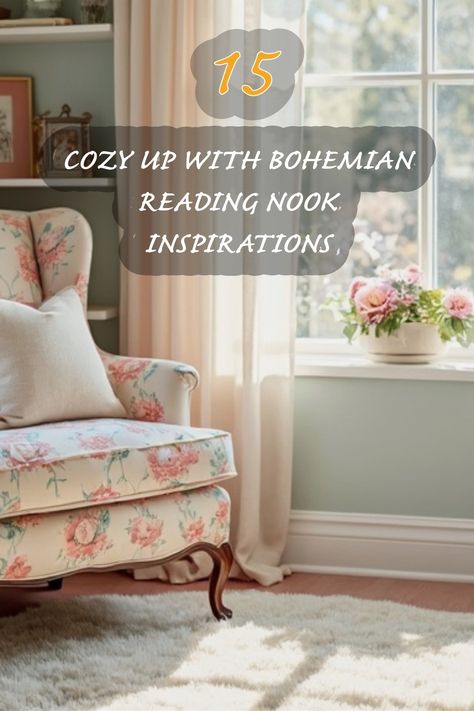 I'm absolutely in love with this cozy reading nook! The floral armchair paired with soft, natural light creates the perfect atmosphere for getting lost in a good book. I adore how the delicate curtains and fresh flowers add a touch of whimsy and warmth. This space inspires me to create my own little sanctuary at home—somewhere I can unwind and enjoy quiet moments. Delicate Curtains, Nook Design Ideas, Hollywood Regency Bedroom, Nook Design, Floral Armchair, Cozy Bohemian, Nook Ideas, Vintage Trunks, Cozy Reading Nook