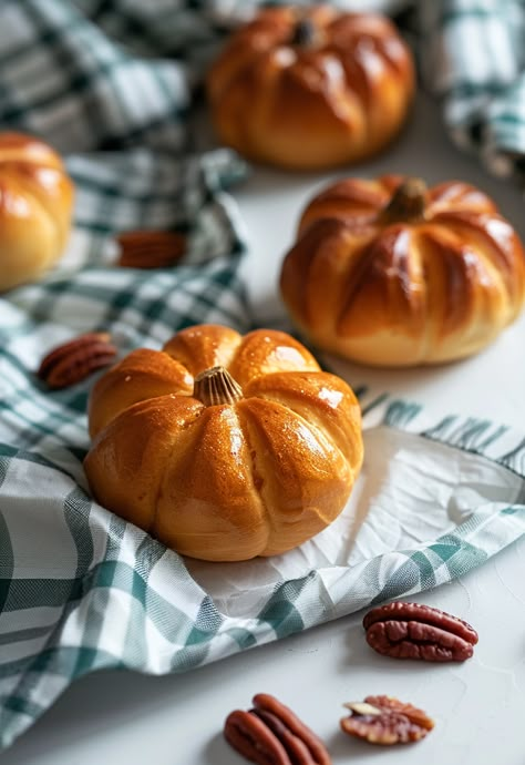 Learn How to Cook Pumpkin Bread Rolls Recipe For Free | Recipes You'll Love, Made Easy! Pumpkin Shaped Buns, Pumpkin Shaped Bread Rolls, Pumpkin Shaped Dinner Rolls, Pumpkin Buns Recipe, Pumpkin Bread Rolls Recipe, Bread Rolls Easy, Pumpkin Shaped Bread, Pumpkin Bread Rolls, Pumpkin Buns