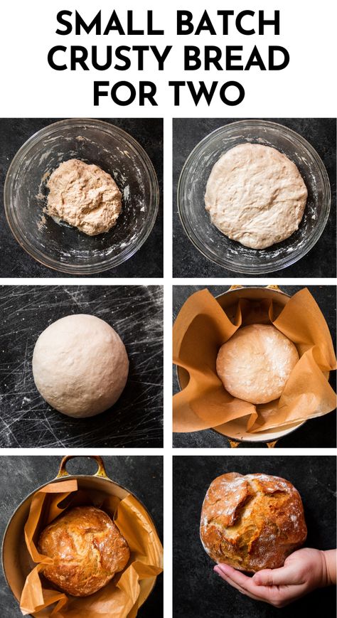 Bread For Two, Homemade Crusty Bread, Crusty Bread Recipe, Small Batch Baking, Artisan Bread Recipes, Dutch Oven Recipes, Manchego, Easy Bread, Oven Recipes