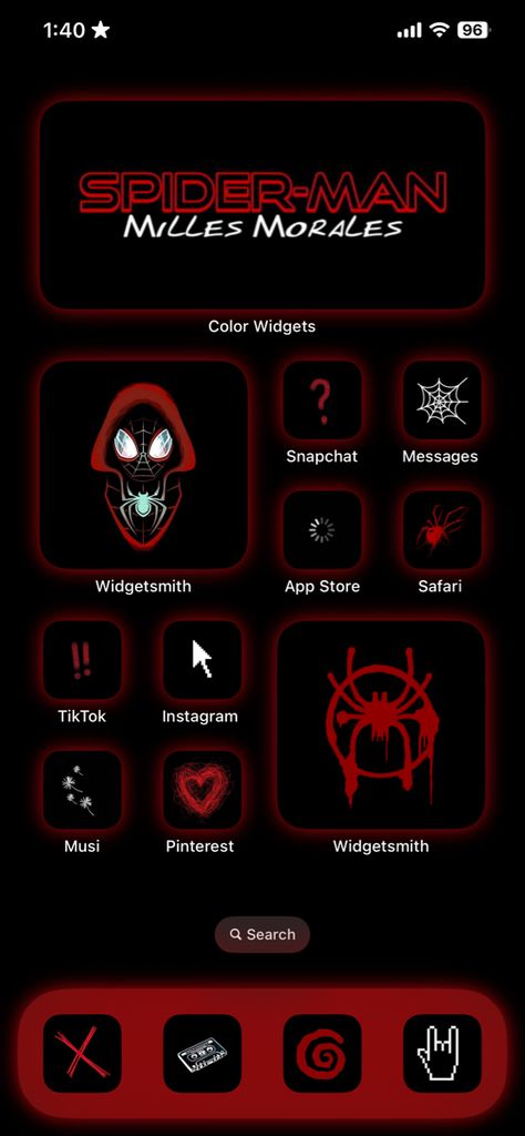 Miles Morales Layout, Spider Man Widgets Miles Morales, Spider Man Ios 16 Layout, Miles Morales Iphone Layout, Miles Morales Phone Wallpaper, Miles Wallpaper Aesthetic, Miles Morales Themed Phone, Miles Morales Iphone Theme, Spiderpunk Phone Theme