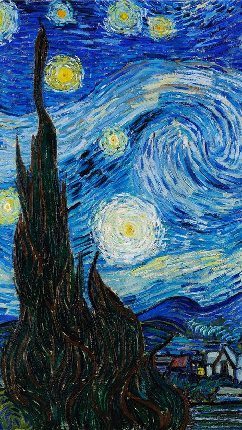 Starry Night Iphone Wallpaper, Van Gogh Iphone Wallpaper, Lukisan Van Gogh, فنسنت فان جوخ, Van Gogh Wallpaper, Starry Night Wallpaper, Grafika Vintage, Starry Night Art, Starry Night Painting