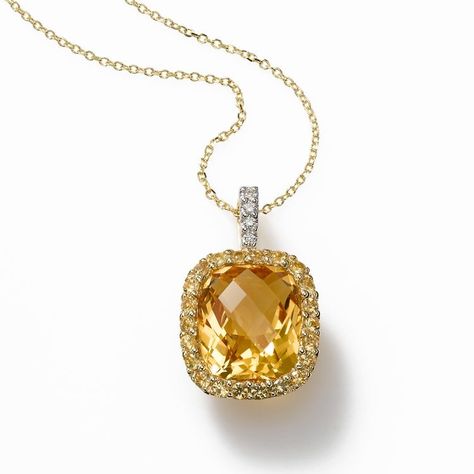 Citrine Pendant, Book Jewelry, Solitaire Pendant, Sapphire Necklace, Gold Jewellery Design, Yellow Sapphire, Dream Jewelry, Yellow Diamond, Cable Chain