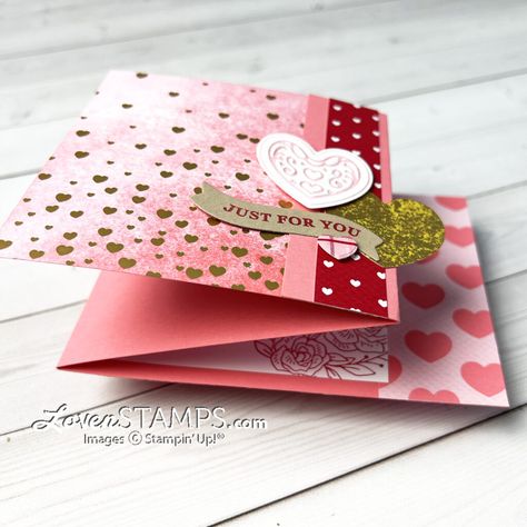 Most Adored Dsp, Stampin Up Wedding Cards, Stampin Up Valentine Cards, Free Stamps, Sweet Box, Embossed Paper, Fancy Fold Cards, Card Tutorial, Paper Hearts