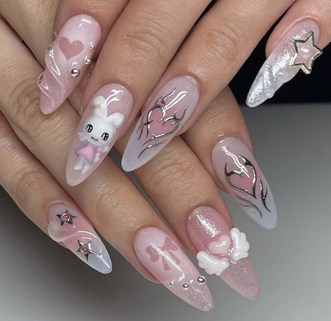 Korean Nail Art, Korean Nails, Blush Nails, Really Cute Nails, Pretty Gel Nails, Soft Nails, Kawaii Nails, Cat Kuku, Birthday Nails