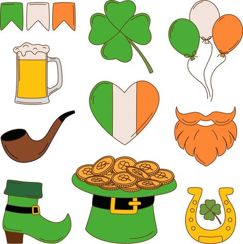 St. Patrick's day vector illustration set Advertisement Illustration, St Patrick’s Day, Illustration Vector, 3rd Grade, St Patricks, St Patrick, Mars, Vector Free, Vector Illustration