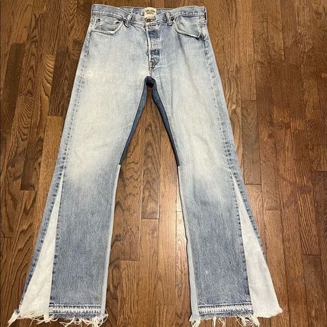 90210 LA Flare Washed Denim Jeans Custom Flare Jeans, Gallery Department Clothing, Flared Jeans Outfit Men, Men Flare Jeans, Mens Flared Jeans, Flared Jeans Men, Gallery Dept Jeans, Custom Denim Jeans, Jean Custom