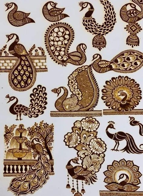 Pikok Mehndi Designs, Bridal Mehndi Designs For Beginners, Morepankh Mehndi Design, Easy Peacock Mehndi Designs, Pecoke Mehadi, Simple Peacock Mehndi Designs, Bird Mehendi Design, Bridal Mehndi Designs Practice, Mehndi Book Design