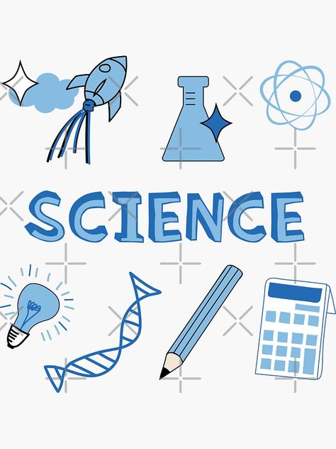 "Light Blue Science School Subject Sticker Pack" Sticker by The-Goods | Redbubble Mapeh Subject Design Logo, Subject Labels Free Printables Aesthetic, Mapeh Subject Design, Science Title Page Ideas, Science Notebook Cover, Student Binder Covers, Portfolio Cover Design, School Binder Covers, Notebook Labels