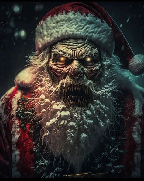 Christmas Horror Art, Evil Santa, Creepy Santa, Zombie Christmas, Christmas Horror, Trippy Designs, Apocalypse Art, Bad Santa, Dragon Artwork Fantasy