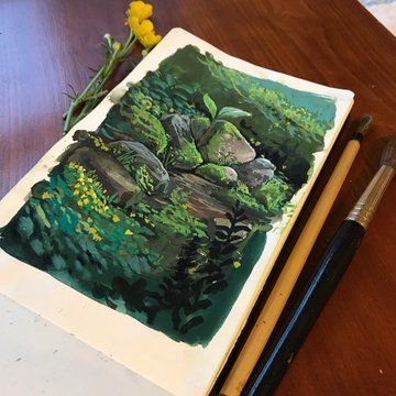 Small Sketchbook, Gouache Illustrations, Painting Courses, Nature Artists, Gouache Art, Amazing Paintings, Nature Art Painting, Gouache Painting, Learn To Paint