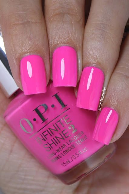 Opi Pink Polish, Opi Pink Nail Polish, Barbiecore Nails, Pink Nails Opi, Neon Pink Nail Polish, Hot Pink Nail Polish, Pink Toe Nails, Neon Pink Nails, Neon Summer