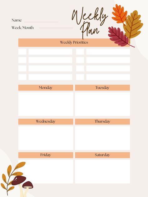 All this fall-themed weekly planner is missing is a freshly baked pumpkin loaf and a vanilla bean coffee. These gorgeous, rich colors are the perfect pallet for the fall season! This weekly planner is perfect for organizing your busy life. Immediate download for print. November Weekly Planner, Vanilla Bean Coffee, Fall Weekly Planner, Ipad Templates, Autumn Planner, Fall Planner, Halloween Planner, Planner Themes, Pumpkin Loaf