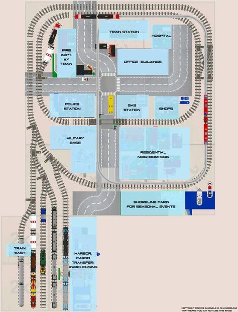 lego city train layout - Google Search Lego Track, Lego City Train, Lego Train Tracks, Lego Display, Lego Boards, City Layout, Lego Modular, Lego Trains, Minecraft City