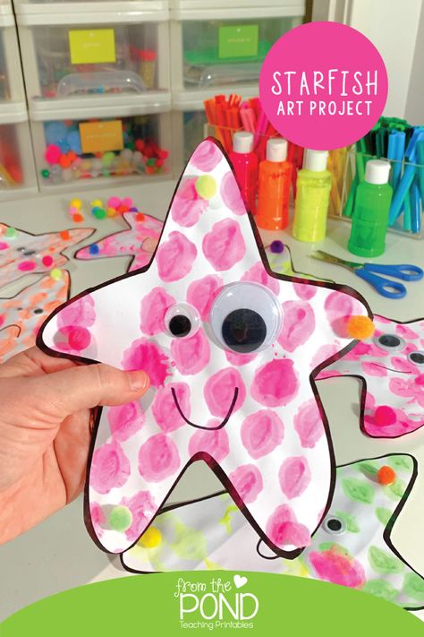 Starfish Crafts For Toddlers, Starfish Handprint Craft, Star Fish Craft Preschool, Starfish Activities For Preschool, Starfish Craft For Toddlers, Starfish Art For Kids, Starfish Craft Preschool, Ocean Unit Preschool, Star Fish Craft