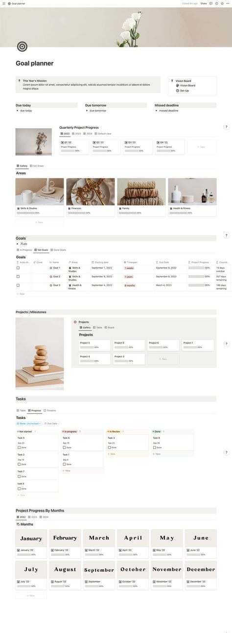 Notion Goal Planning template 2023 Notion, Notion School, Goal Planner Template, Notion Habit Tracker, Notion Productivity, Notion Inspiration, Notion Setup, Notion Library, Free Notion Templates