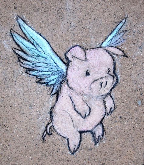 Philomena, David Zinn, 2012, previously seen only in the squashed background of a greeting card scenario. Pigs Drawing, Piglet Drawing Sketches, Pig With Wings Tattoo, Flying Pig Tattoo Ideas, Pig With Wings, Evil Pig Drawing, Flying Pig Tattoo, Flying Pig Drawing, Flying Pig Sketch