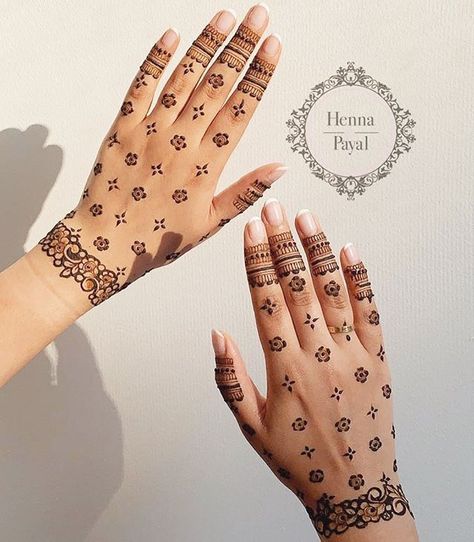 Henna designs, also known as Mehndi designs, are intricate and beautiful patterns typically applied to the skin using henna paste. These designs are often used for celebrations and special occasions, particularly in South Asia, the Middle East, and North Africa. The art of henna design has been practiced for centuries and varies greatly depending on cultural traditions and personal preferences.  cute thigh tattoos men’s full sleeve tattoo fine line tattoo words love your tattoo cute thigh tattoo Karva Chauth Mehndi Designs, Small Henna Designs, Cute Henna Designs, Tattoos Henna, Jagua Henna, Henna Hand, Cute Henna, Finger Henna Designs, Eid Mehndi Designs