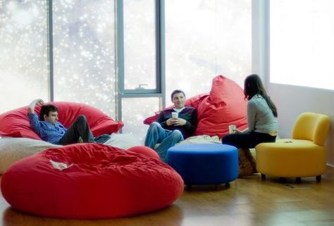 Factory Office Design, Hornet Nest, Bean Bag Office, Bean Bag Lounge, Factory Office, Open Space Office, Recreational Room, Big Pillows, Office Designs