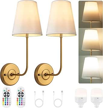 PASSICA DECOR Battery Operated Wall Sconces Set of 2 Two No Wiring Lamps with Dimmable Remoted Control Detachable Charging Light Bulb for Bedroom Living Hallway Light Fixture Gold Battery Operated Wall Sconces, Hallway Light, Hallway Light Fixtures, Hallway Lighting, Battery Operated, Light Fixture, Maryland, Wall Sconces, Hallway