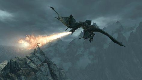 Epic Wallpaper For Desktop | PixelsTalk.Net Skyrim Gameplay, Skyrim Wallpaper, Skyrim Dragon, Full Hd Wallpaper Download, Skyrim Art, Breathing Fire, Elder Scrolls Skyrim, Dragons Breath, Elder Scrolls V Skyrim