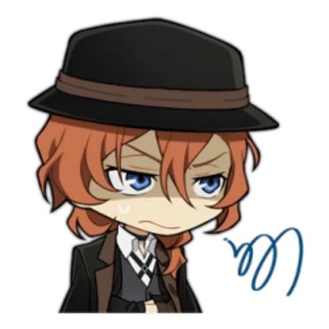 Bsd X Genshin, Bsd Emojis, Chibi Bsd, Bsd Stickers, Bsd Chibi, Genshin Stickers, Bsd Wan, Dazai And Chuuya, Nakahara Chuuya