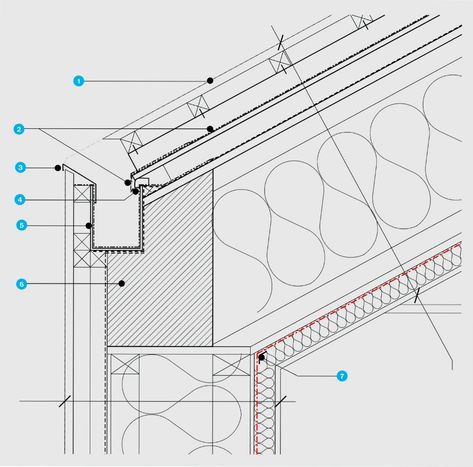 Kintyre Construction Details Architecture, Roof Cladding, Larch Cladding, Architecture Today, Timber Roof, Timber Cladding, Passive House, Architectural Drawing, Roof Detail