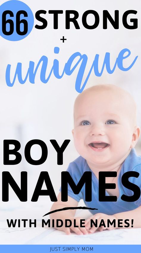 Picking a name for your baby can be a tough decision. Here is a list of strong, unique, and masculine boy first and middle names and tips to help you decide. Boy Names Creative, Unusual Boy Names, Short Boy Names, Uncommon Boy Names, Uncommon Baby Boy Names, Names With Nicknames, Strong Boys Names, Cool Boy Names